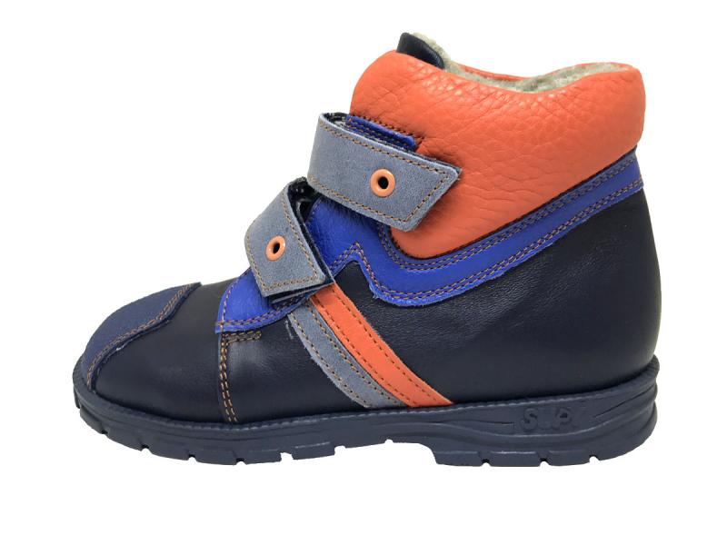 Supykids MAXI dětská obuv se suchým zipem a kožešinou modrá mix 25-30